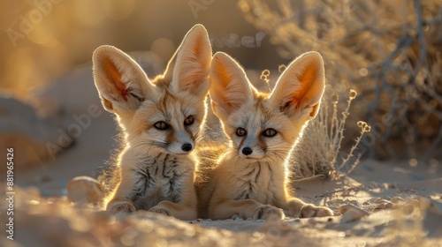 Desert Guardians: Fennic Foxes Under the Golden Sun