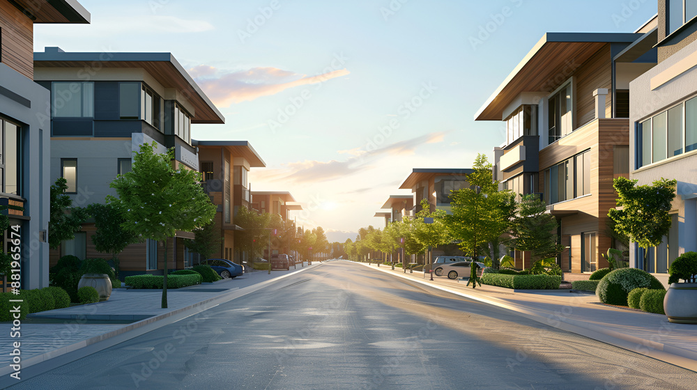 modern contemporary style of generic buildings or residential neighborhood for housing market and real estate
modern contemporary style of generic buildings or residential neighborhood for housing market and real estate