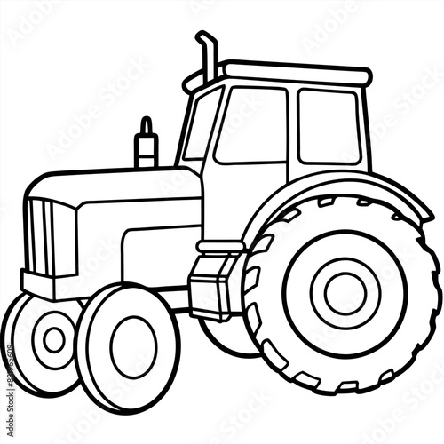 Kids' Coloring Page of a Tractor
