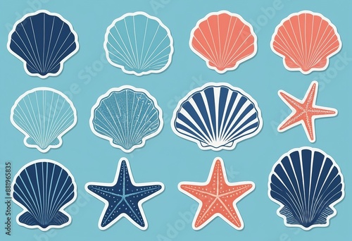  Ocean Life Sea Shell Icons | Marine Underwater Abstract Animal Designs