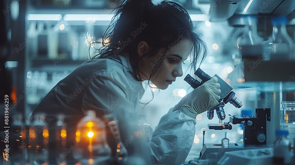 Scientist Looking Through Microscope Laboratory Scientist Looking Through Microscope Laboratory
