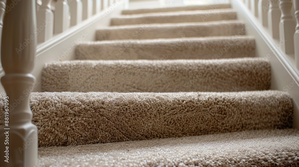 Thick cushy carpet on steep indoor stairs Thick cushy carpet on steep indoor stairs
