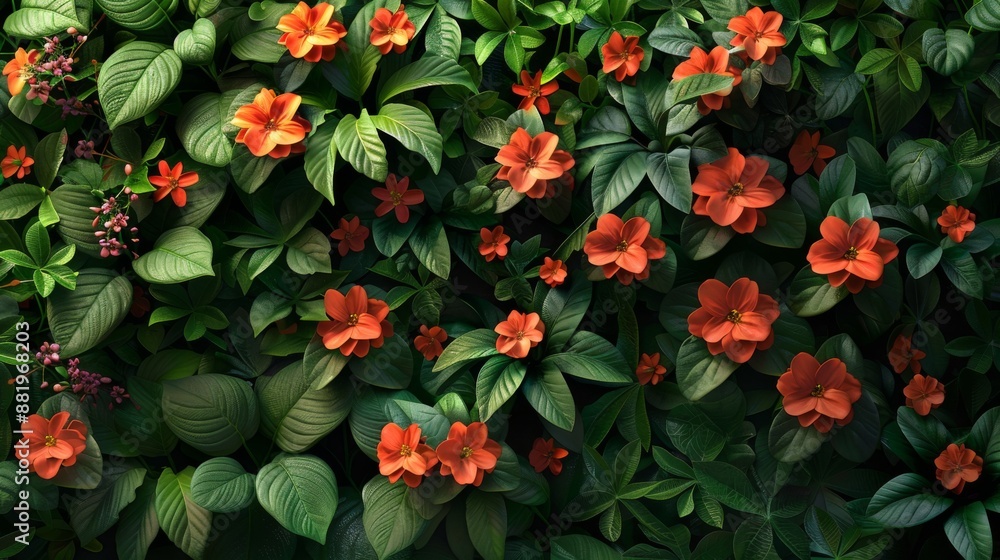 Vibrant Orange Flowers Amid Lush Green Foliage Vibrant Orange Flowers Amid Lush Green Foliage