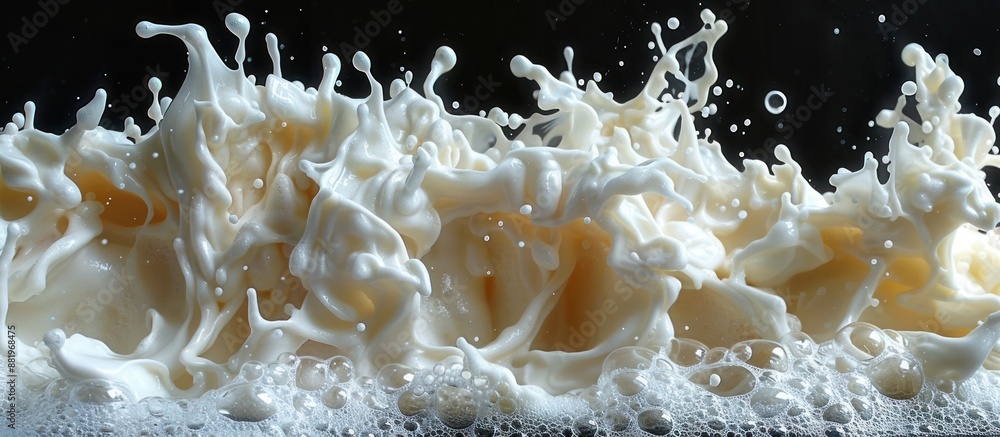 Milk Splash with Bubbles and White Foam Milk Splash with Bubbles and White Foam