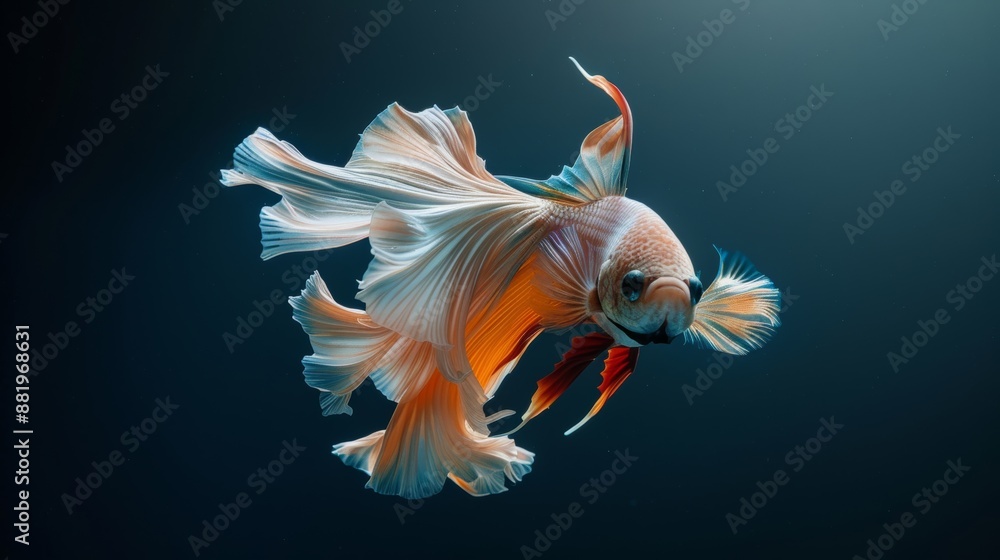 Fototapeta premium Colorful fighting fish. Siamese fighting fish moves isolated on black background.