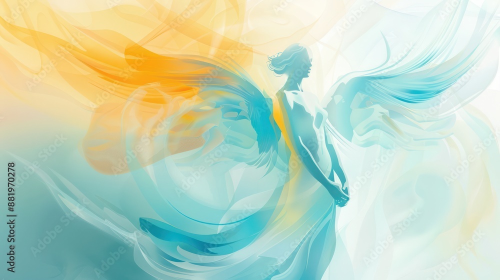 Obraz premium Minimalist vector art of an angel