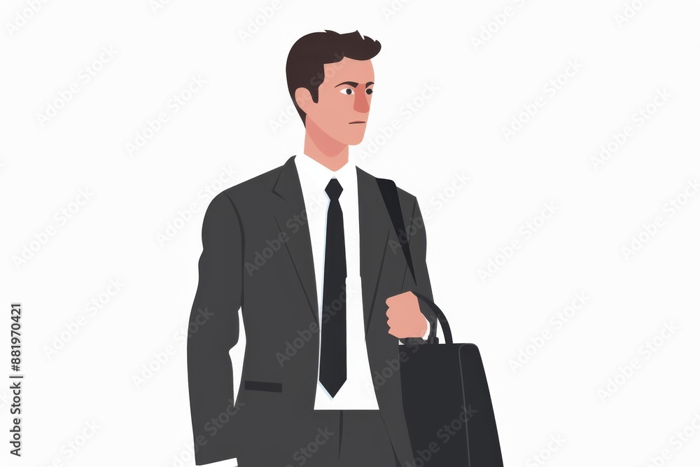 A portrait of a person wearing a suit and tie, holding a briefcase, suggesting a profession in business or finance. A portrait of a person wearing a suit and tie, holding a briefcase, suggesting a profession in business or finance.