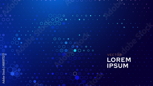 Abstract Digital Blue Hexagons Business or Science Background. Medical Research or Tech Innovation Online Webinar Presentation Event. Conference or Forum Vector Illustration Backdrop.