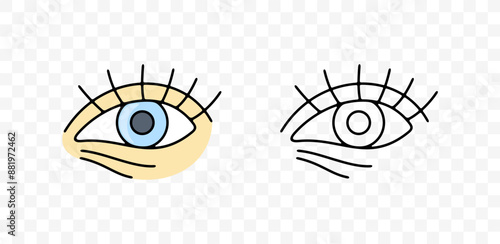 Eyes, eyelashes, pupil and retina, graphic design. Sense organs, eyesight, optometry, optical and optic, vector design and illustration