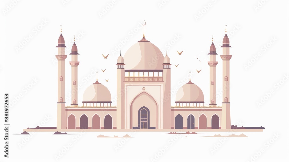 Islamic Mosque Illustration with Detailed Design Islamic Mosque Illustration with Detailed Design