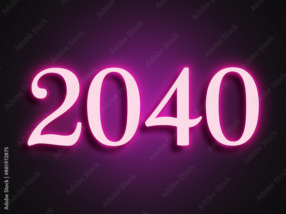 Pink glowing Neon light text effect of number 2040. Pink glowing Neon light text effect of number 2040.
