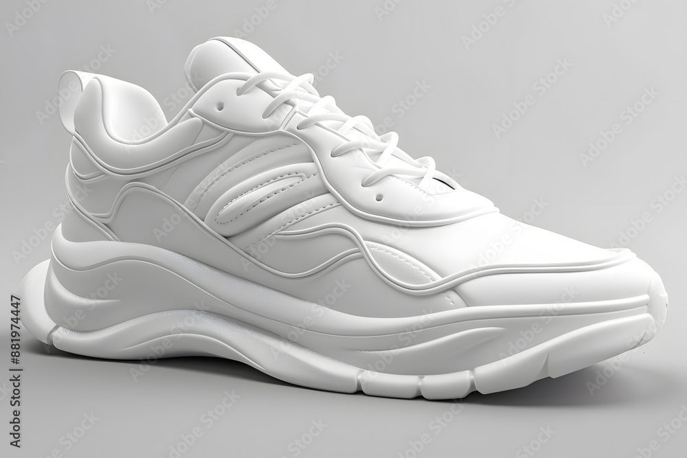 3D white model of a pair of sneakers mock up isolated on white background 3D white model of a pair of sneakers mock up isolated on white background