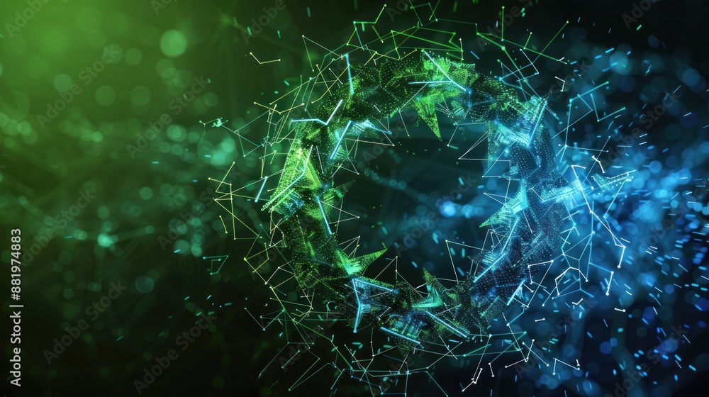 Abstract Green and Blue Geometric Sphere with Bokeh Abstract Green and Blue Geometric Sphere with Bokeh