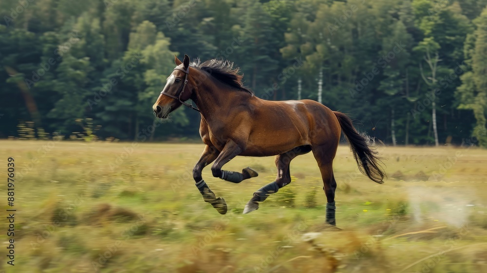 Brown Horse Galloping Through a Green Field Brown Horse Galloping Through a Green Field