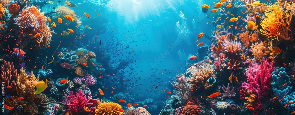 Fototapeta premium Promote the protection of marine life with a vibrant coral reef scene