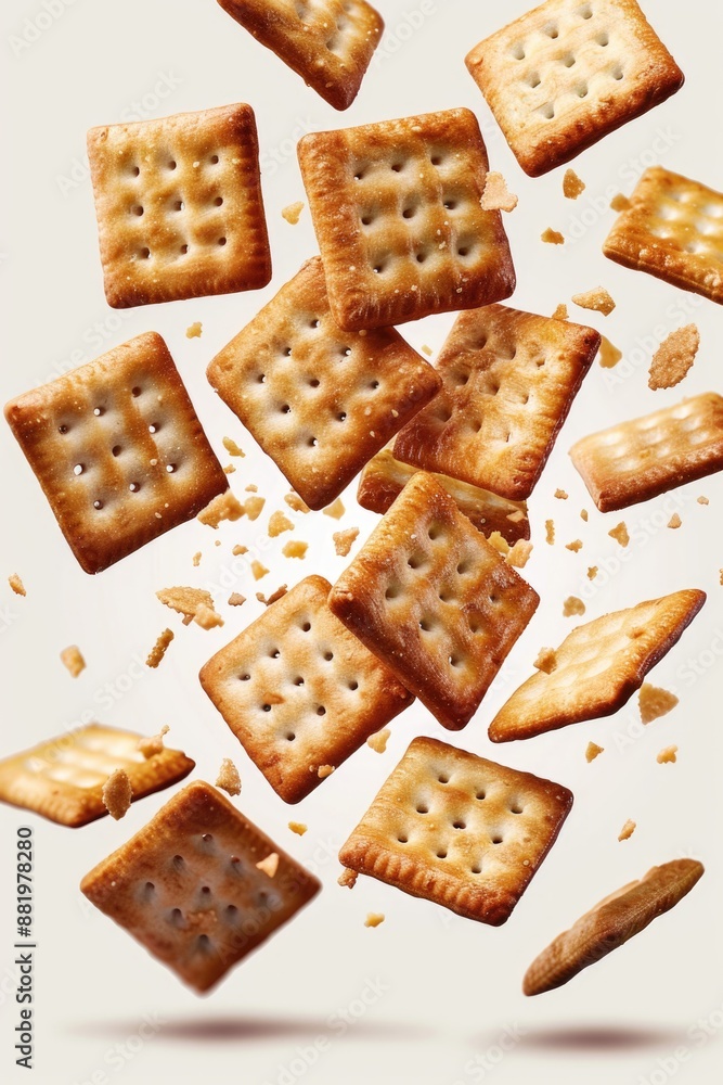 A bunch of crackers are flying through the air A bunch of crackers are flying through the air