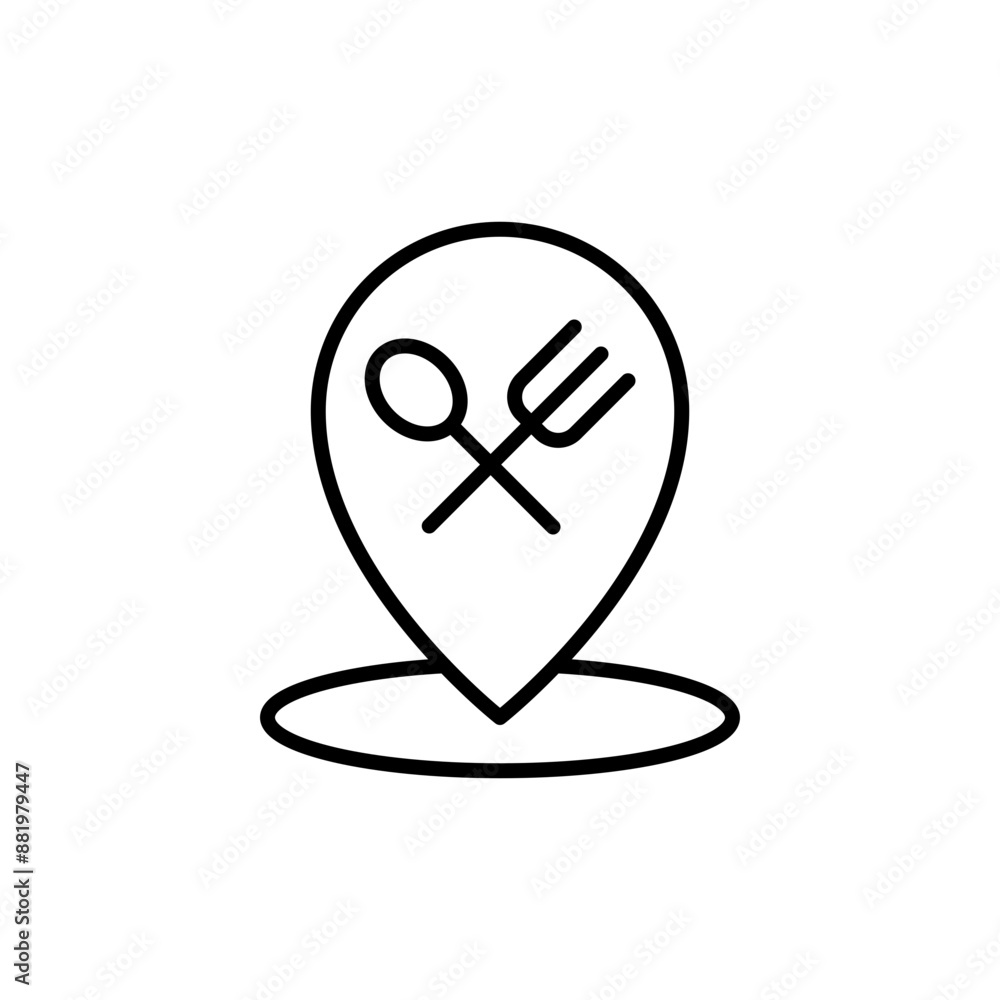 Fototapeta premium Restaurant location outline icons, minimalist vector illustration ,simple transparent graphic element .Isolated on white background