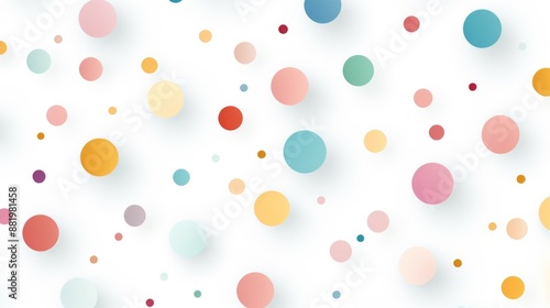 Simple polka dot pattern in pastel colors on a white background.