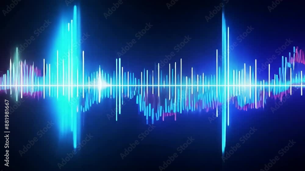 A colorful wave of sound with purple and green lines. Concept of energy and excitement, as if the sound is pulsating and vibrating A colorful wave of sound with purple and green lines. Concept of energy and excitement, as if the sound is pulsating and vibrating