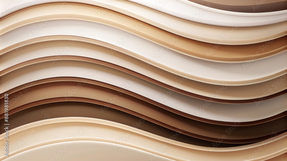 Soft, curved layers in a gradient of warm tones are depicted, ranging from creamy whites to light peaches and deeper browns. Soft, curved layers in a gradient of warm tones are depicted, ranging from creamy whites to light peaches and deeper browns.
