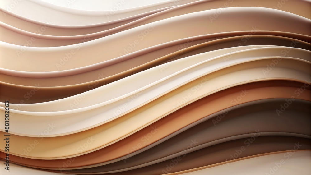 Soft, curved layers in a gradient of warm tones are depicted, ranging from creamy whites to light peaches and deeper browns. Soft, curved layers in a gradient of warm tones are depicted, ranging from creamy whites to light peaches and deeper browns.