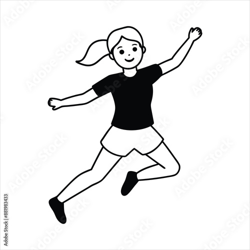 girl a in jumping shirt vector line art