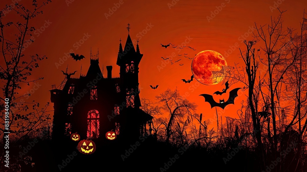 Eerie Halloween Night at the Spooky Haunted House