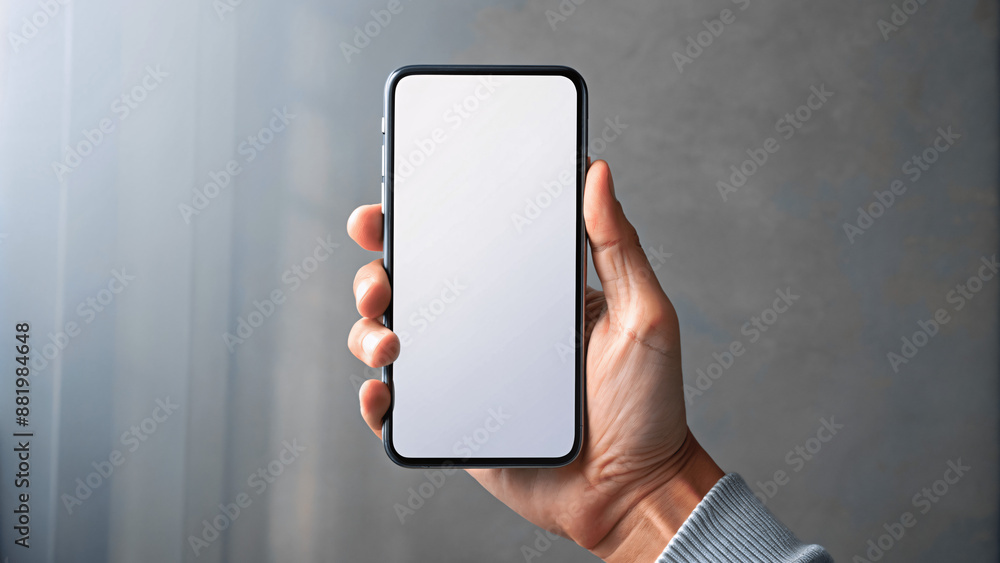 mobile phone blank screen mockup smartphone display with business background mobile phone blank screen mockup smartphone display with business background