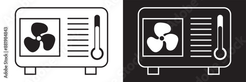 Heat pump icon. Ac outdoor unit icon in line style icon, Vector illustration. isolated on white and black background. Heating and cooling appliance. EPS 10