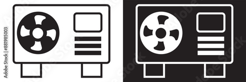 Heat pump icon isolated on white and black background. Heating and cooling appliance. EPS 10