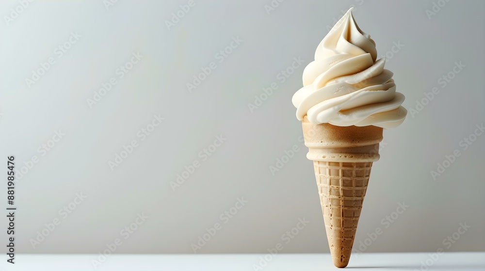Light Brown Ice Cream Cone on a white Background with Copy Space Light Brown Ice Cream Cone on a white Background with Copy Space