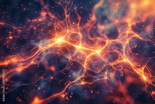 intricate network of glowing cellular structures resembling a fiery organic web blending biology and cosmic imagery