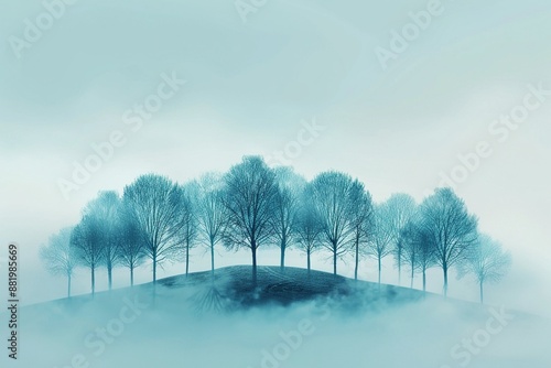 Wallpaper Mural A misty, eerie landscape with trees whose leaves are shaped like delicate, ghostly figures, Surrealism, Digital Art, Soft and haunting Torontodigital.ca