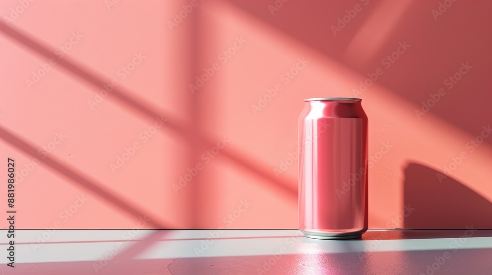 mockup for a tin can with a drink on a minimalist bright background. copy space. pink color can on pink background mockup for a tin can with a drink on a minimalist bright background. copy space. pink color can on pink background