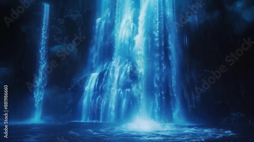 Illuminating Blue Waterfall