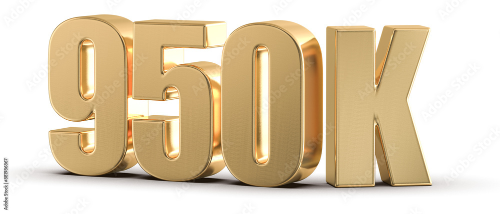 950 k Followers Gold Number 3D Render 950 k Followers Gold Number 3D Render