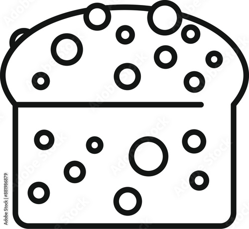 Line art icon of a traditional easter bread with round glazing being prepared for the holiday