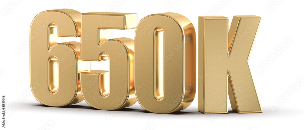 650 k Followers Gold Number 3D Render 650 k Followers Gold Number 3D Render