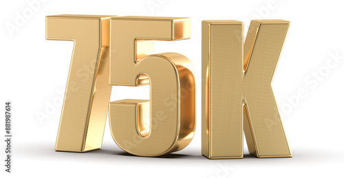 75 k Followers Gold Number 3D Render photo