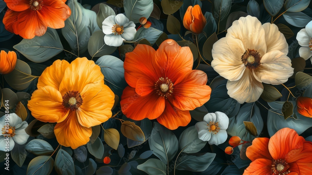 A Lush Arrangement of Orange, White and Red Flowers A Lush Arrangement of Orange, White and Red Flowers