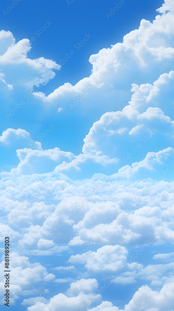Naklejka premium digital vintage blue sky and white clouds graphics poster mobile phone background