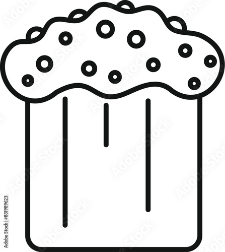 Simple line drawing of an easter cake with icing and sprinkles, perfect for bakery or holiday projects