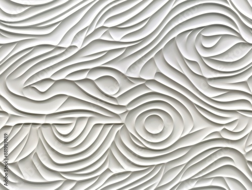 Abstract white wavy texture with intricate layered design patterns.