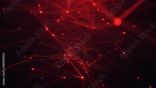 Abstract Red Light Network with Glowing Nodes and Lines