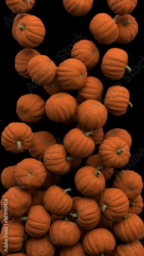 Falling pumpkins – 3d render with alpha channel.