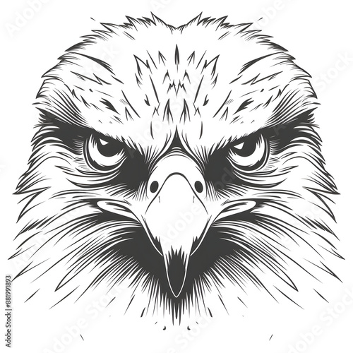 hawk face line art iconic on white background photo