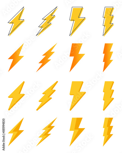 Free Download Creative vector collection of lightning bolts and electric power illustration. Abstract symbol for flash, lightning, thunderbolt, energy, and electricity in flat style for apps and website - GFXLoad