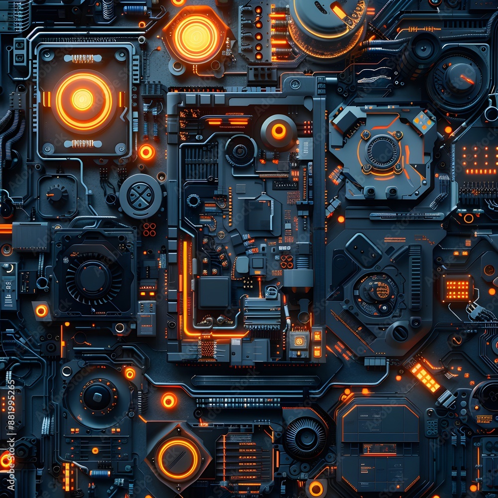 Abstract futuristic technology background with glowing orange lights. Abstract futuristic technology background with glowing orange lights.