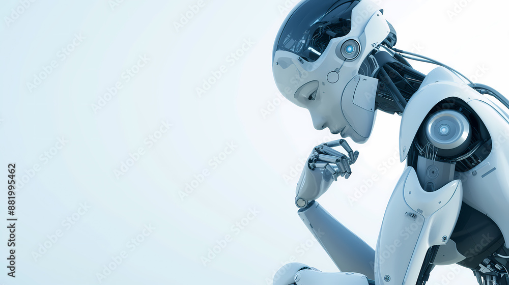 © Jin - Artificial intelligence robot thinking on white background