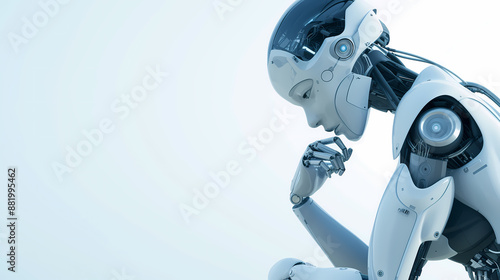 Obraz na płótnie Artificial intelligence robot thinking on white background